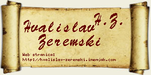 Hvalislav Zeremski vizit kartica